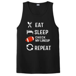 Eat Sleep Check My Lineup Repeat Retro Fantasy Football PosiCharge Competitor Tank