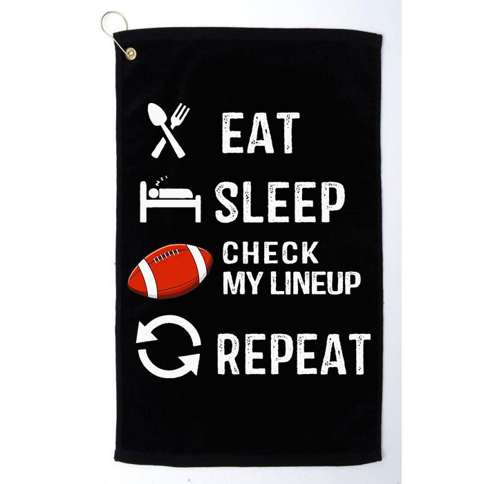 Eat Sleep Check My Lineup Repeat Retro Fantasy Football Golf Towel