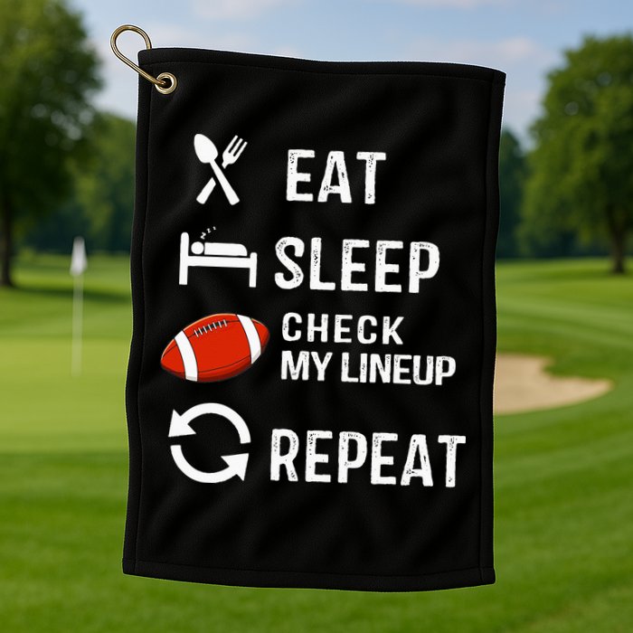 Eat Sleep Check My Lineup Repeat Retro Fantasy Football Golf Towel