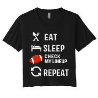 Eat Sleep Check My Lineup Repeat Retro Fantasy Football Women's Crop Top Tee