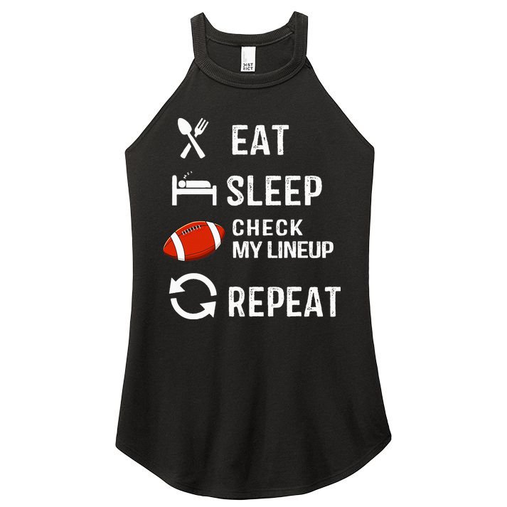 Eat Sleep Check My Lineup Repeat Retro Fantasy Football Women's Perfect Tri Rocker Tank