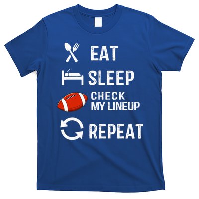 Eat Sleep Check My Lineup Repeat Retro Fantasy Football T-Shirt