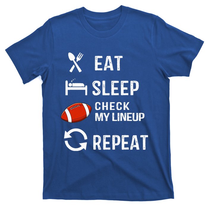 Eat Sleep Check My Lineup Repeat Retro Fantasy Football T-Shirt