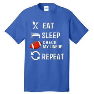 Eat Sleep Check My Lineup Repeat Retro Fantasy Football Tall T-Shirt