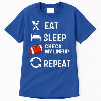 Eat Sleep Check My Lineup Repeat Retro Fantasy Football Tall T-Shirt