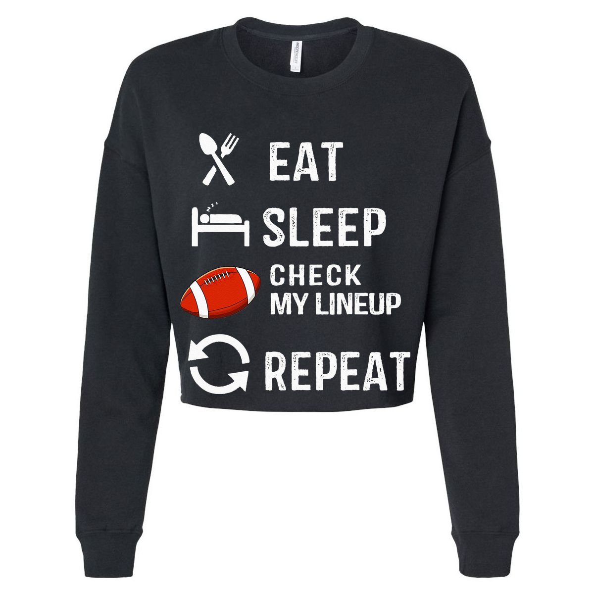 Eat Sleep Check My Lineup Repeat Retro Fantasy Football V-Neck T-Shirt