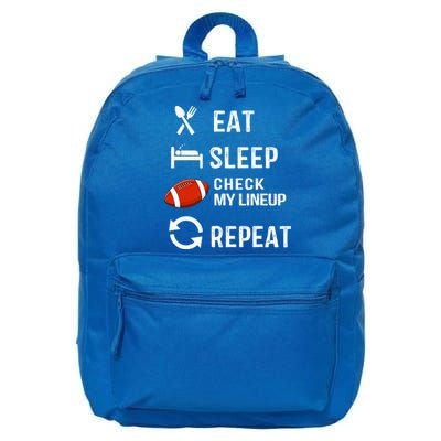 Eat Sleep Check My Lineup Repeat Retro Fantasy Football 16 in Basic Backpack