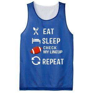 Eat Sleep Check My Lineup Repeat Retro Fantasy Football Mesh Reversible Basketball Jersey Tank