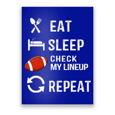 Eat Sleep Check My Lineup Repeat Retro Fantasy Football Poster