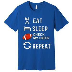 Eat Sleep Check My Lineup Repeat Retro Fantasy Football Premium T-Shirt