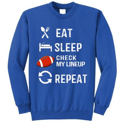 Eat Sleep Check My Lineup Repeat Retro Fantasy Football Tall Sweatshirt