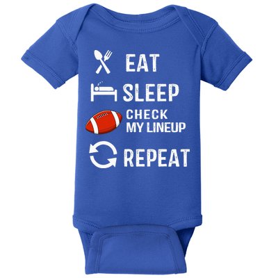 Eat Sleep Check My Lineup Repeat Retro Fantasy Football Baby Bodysuit
