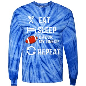 Eat Sleep Check My Lineup Repeat Retro Fantasy Football Tie-Dye Long Sleeve Shirt