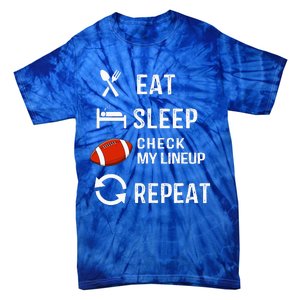 Eat Sleep Check My Lineup Repeat Retro Fantasy Football Tie-Dye T-Shirt