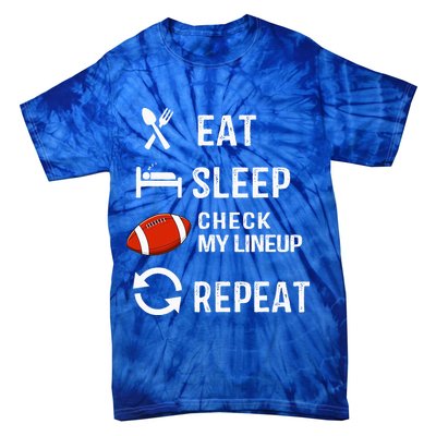 Eat Sleep Check My Lineup Repeat Retro Fantasy Football Tie-Dye T-Shirt