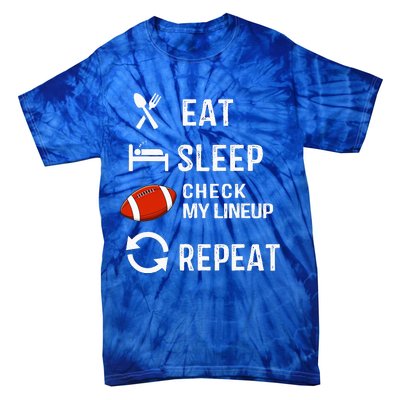 Eat Sleep Check My Lineup Repeat Retro Fantasy Football Tie-Dye T-Shirt