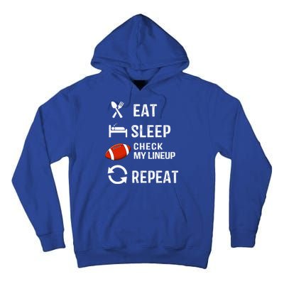 Eat Sleep Check My Lineup Repeat Retro Fantasy Football Tall Hoodie