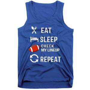 Eat Sleep Check My Lineup Repeat Retro Fantasy Football Tank Top