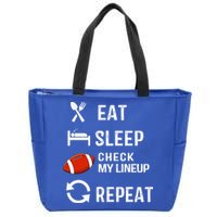 Eat Sleep Check My Lineup Repeat Retro Fantasy Football Zip Tote Bag