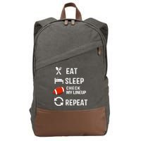 Eat Sleep Check My Lineup Repeat Retro Fantasy Football Cotton Canvas Backpack