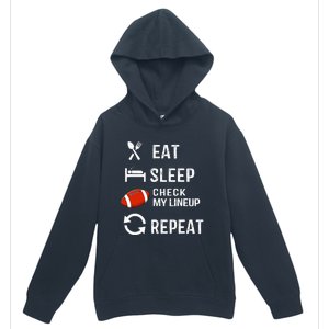 Eat Sleep Check My Lineup Repeat Retro Fantasy Football Urban Pullover Hoodie