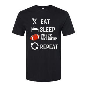 Eat Sleep Check My Lineup Repeat Retro Fantasy Football Softstyle CVC T-Shirt