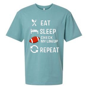 Eat Sleep Check My Lineup Repeat Retro Fantasy Football Sueded Cloud Jersey T-Shirt