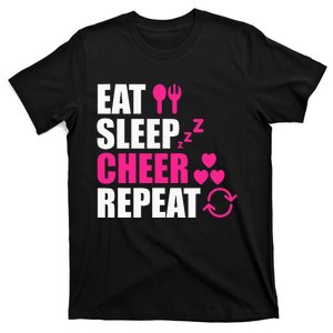 Eat Sleep Cheer Repeat Funny Cheerleader Cheering Squad Gag T-Shirt