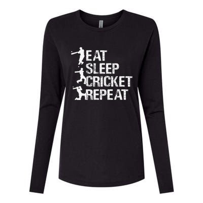 Eat Sleep Cricket Repeat Gift Sports Womens Cotton Relaxed Long Sleeve T-Shirt