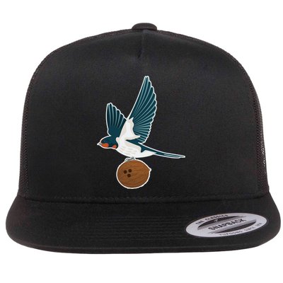 European Swallow Carrying A Coconut Holy Grail Great Gift Flatbill Hat
