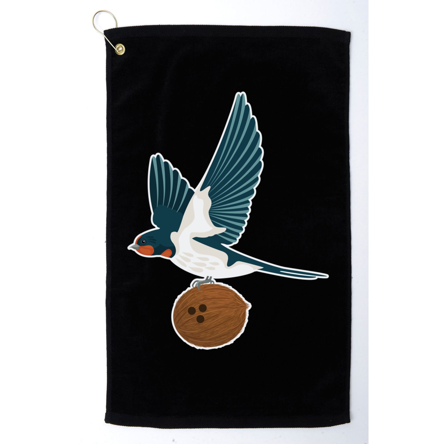 European Swallow Carrying A Coconut Holy Grail Great Gift Golf Towel