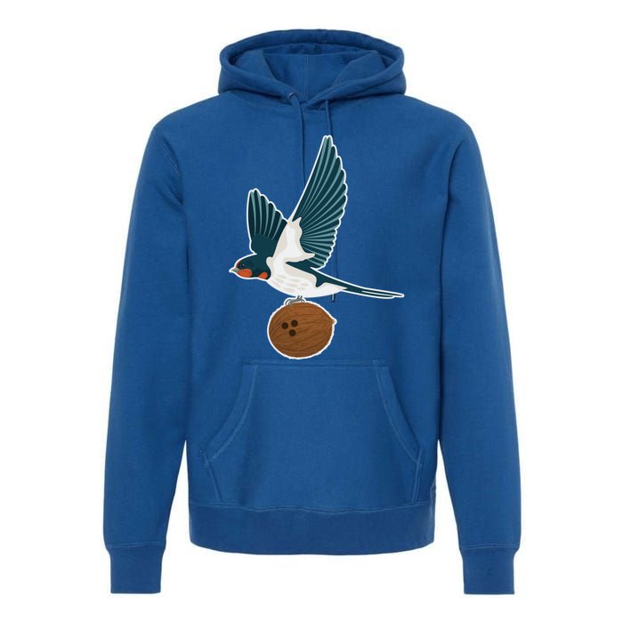 European Swallow Carrying A Coconut Holy Grail Great Gift Premium Hoodie