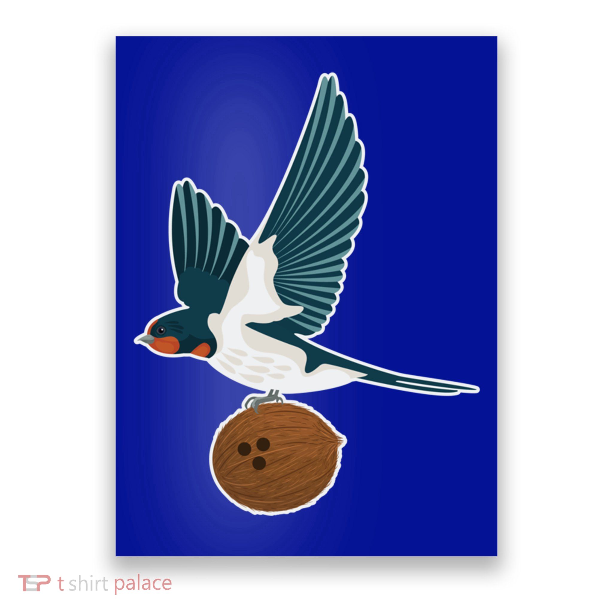 European Swallow Carrying A Coconut Holy Grail Great Gift Poster