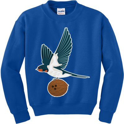 European Swallow Carrying A Coconut Holy Grail Great Gift Kids Sweatshirt