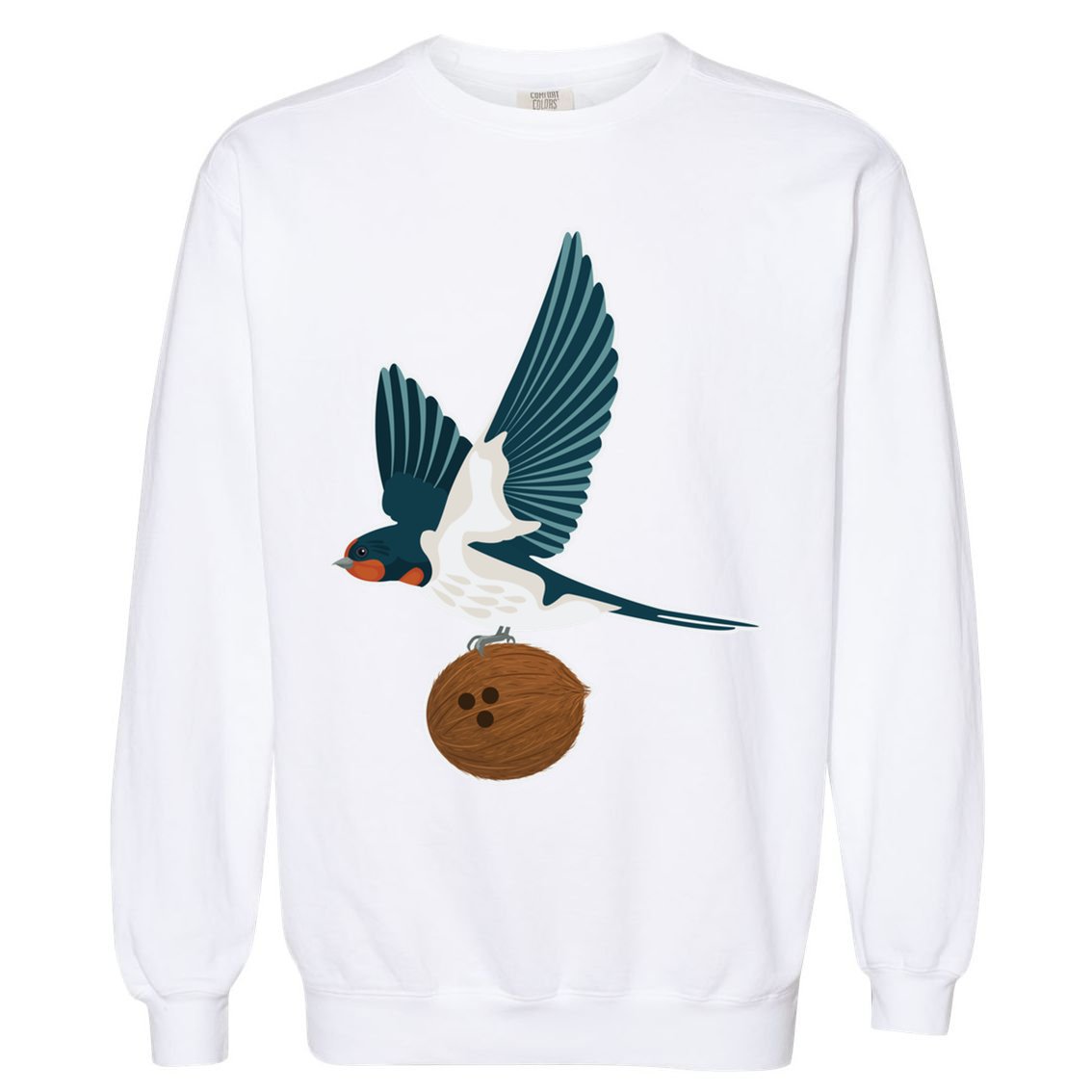European Swallow Carrying A Coconut Holy Grail Great Gift Garment-Dyed Sweatshirt