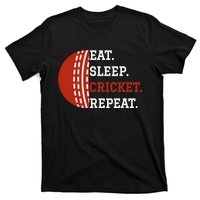 Eat Sleep Cricket Repeat Player Lover Fan Funny T-Shirt