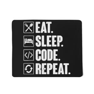 Eat Sleep Code Repeat Funny Coding Coder Programmer Mousepad