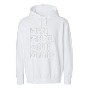 Eat Sleep Code Repeat Funny Coding Coder Programmer Garment-Dyed Fleece Hoodie