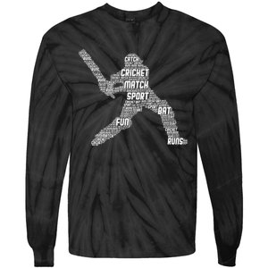 Eat Sleep Cricket Repeat Retro Cricket Tie-Dye Long Sleeve Shirt