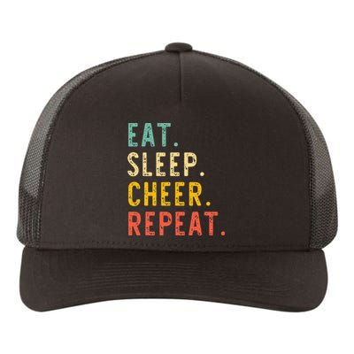 Eat Sleep Cheer Repeat Cheerleading Cheerleader Vintage Yupoong Adult 5-Panel Trucker Hat