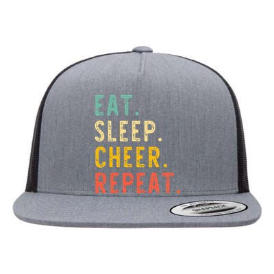 Eat Sleep Cheer Repeat Cheerleading Cheerleader Vintage Flat Bill Trucker Hat