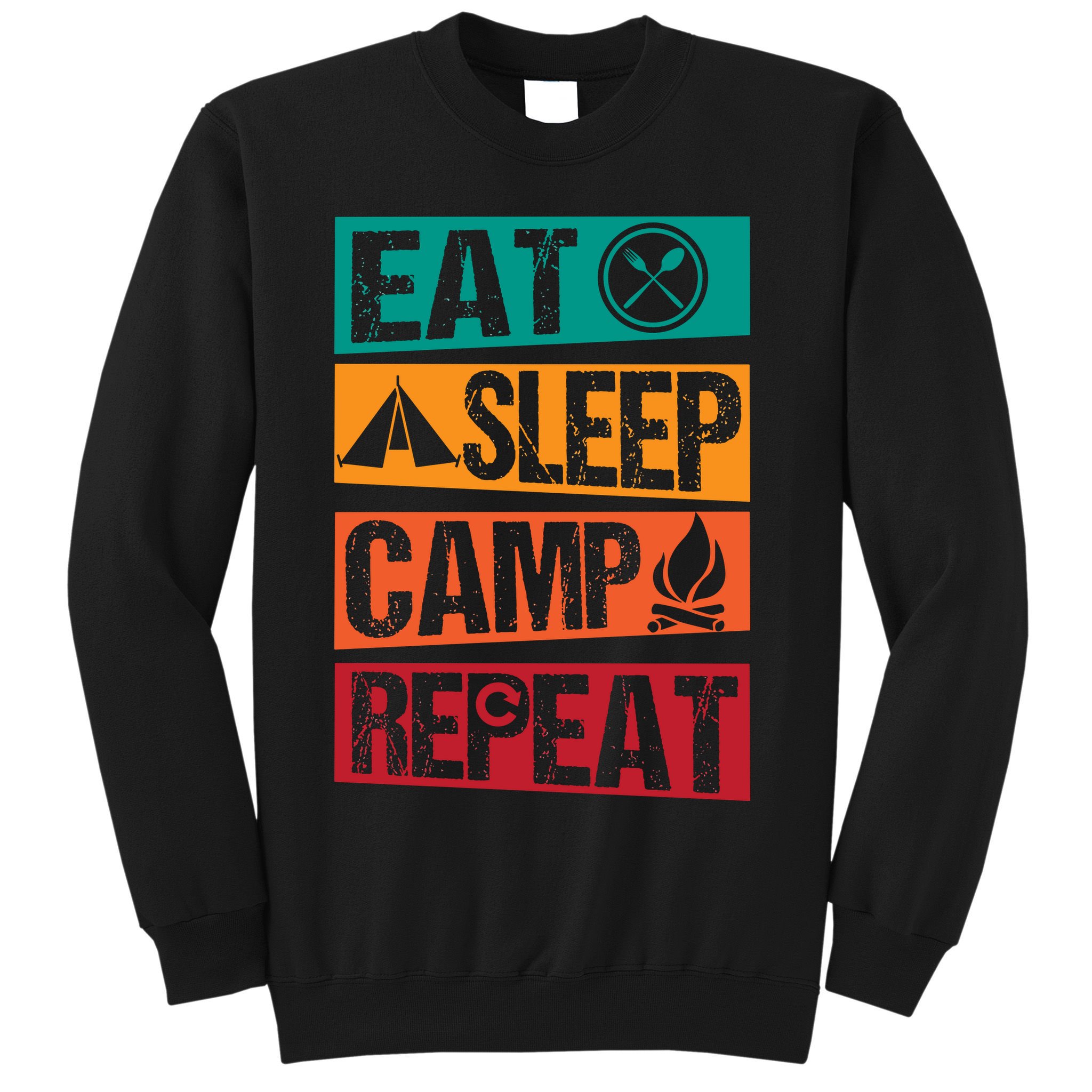 Eat Sleep Camp Repeat Funny Camping Vintage Retro Sweatshirt
