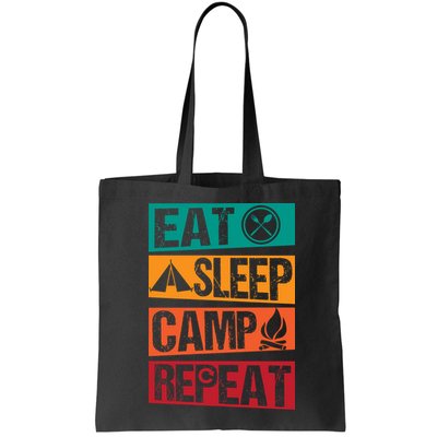 Eat Sleep Camp Repeat Funny Camping Vintage Retro Bag