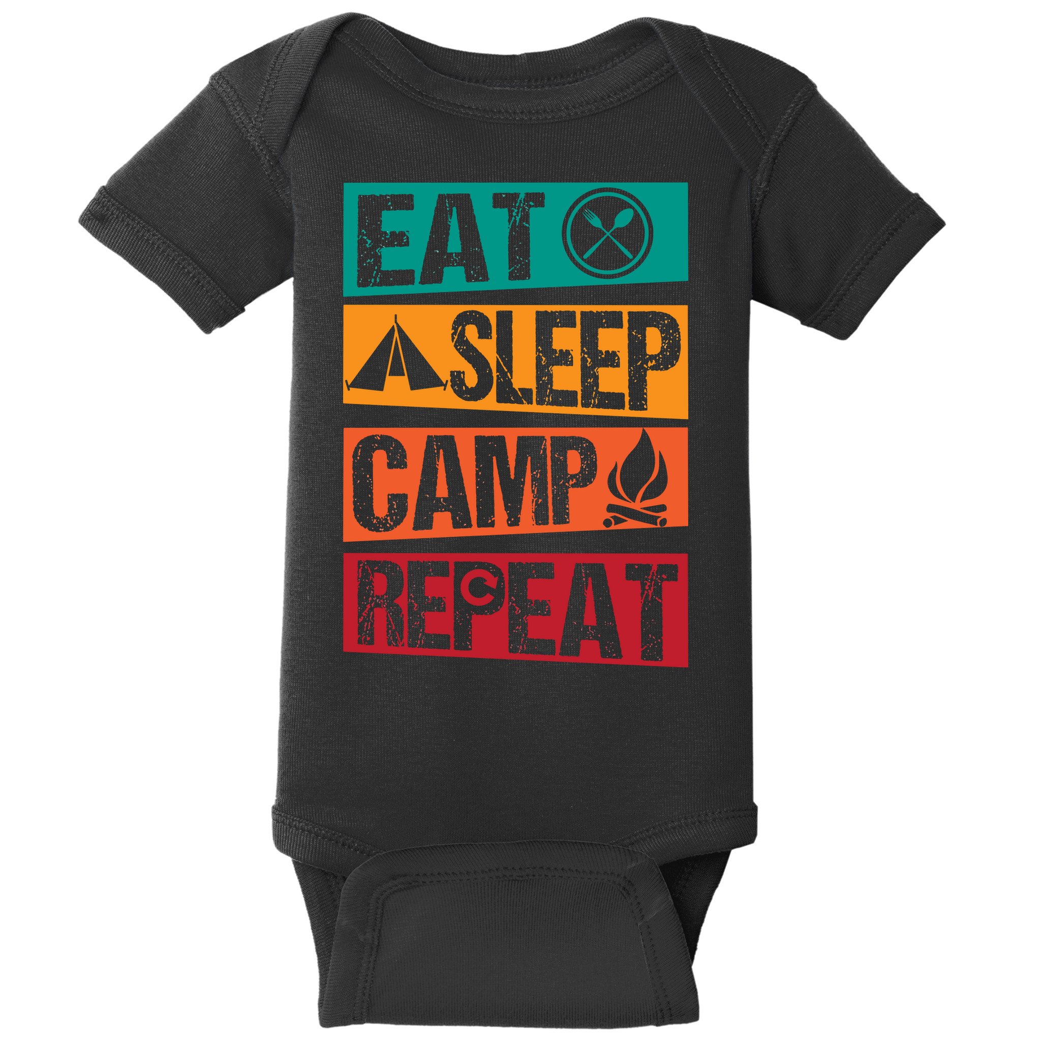 Eat Sleep Camp Repeat Funny Camping Vintage Retro Baby Bodysuit