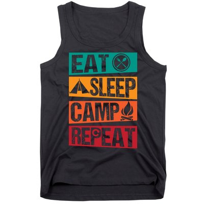 Eat Sleep Camp Repeat Funny Camping Vintage Retro Tank Top