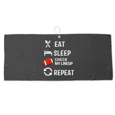 Eat Sleep Check My Lineup Repeat Retro Fantasy Football Large Microfiber Waffle Golf Towel