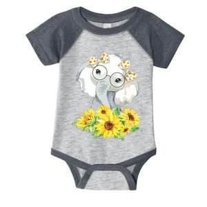 Elephant Sunflower Cute Elephant Love Sunflower Infant Baby Jersey Bodysuit