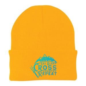 Eat Sleep Cross Country Repeat Xc Skiing CrossCountry Ski Gift Knit Cap Winter Beanie