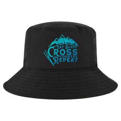 Eat Sleep Cross Country Repeat Xc Skiing CrossCountry Ski Gift Cool Comfort Performance Bucket Hat