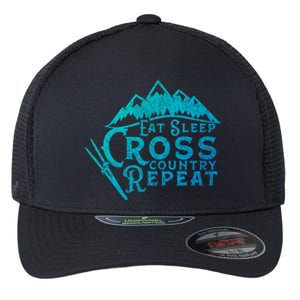 Eat Sleep Cross Country Repeat Xc Skiing CrossCountry Ski Gift Flexfit Unipanel Trucker Cap